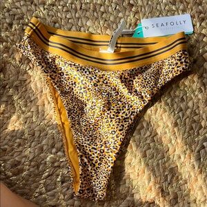 Seafolly Yellow and Black Leopard Bikini Bottom